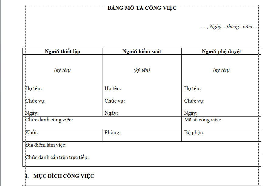 Bảng mô tả công việc và cách tạo bảng mô tả công việc cần biết