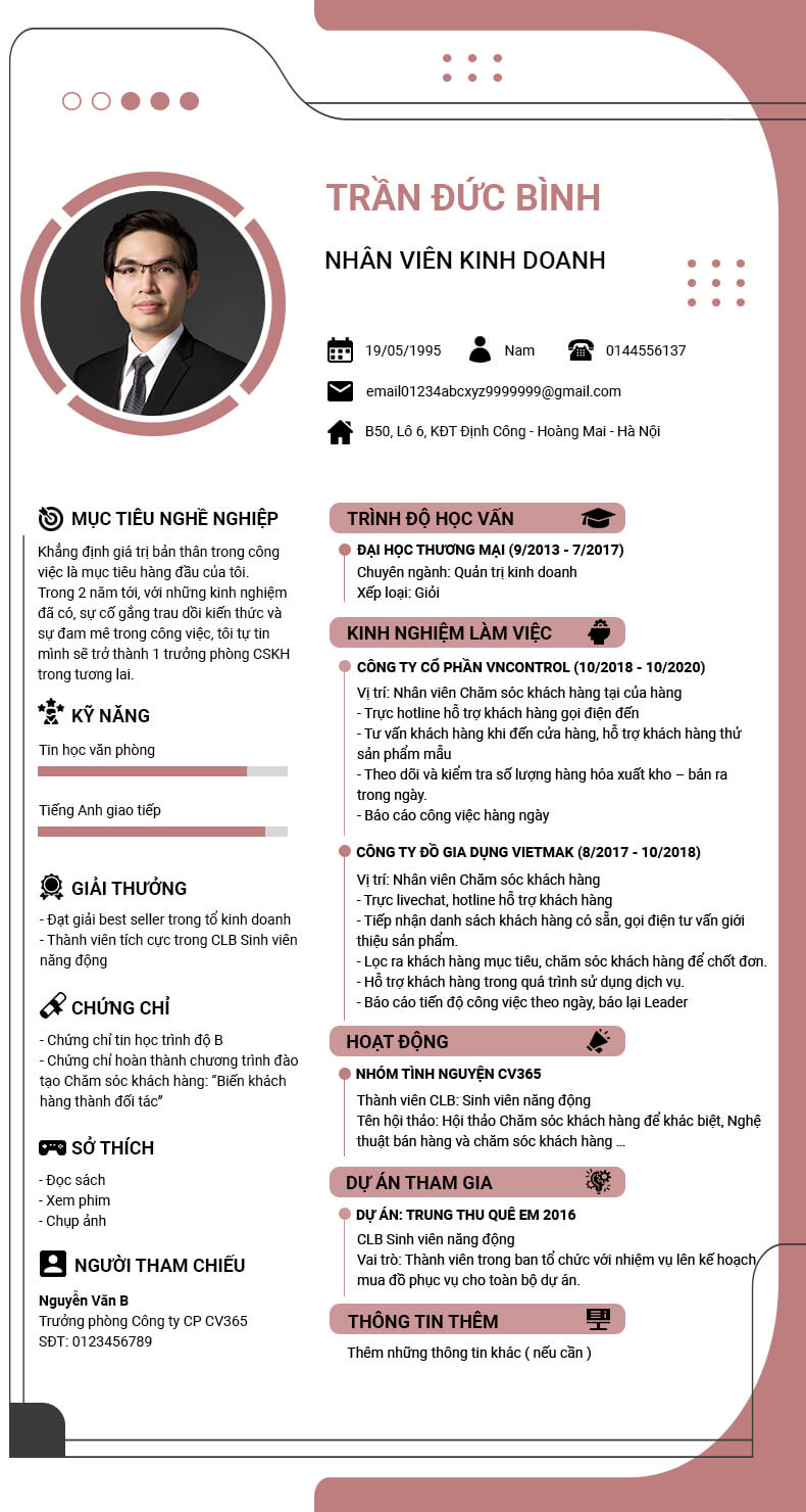 Mẫu CV Kinh doanh