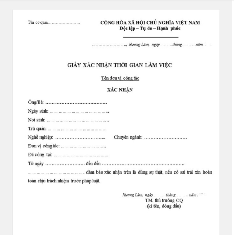 Đặc điểm của đơn xin xác nhận công tác