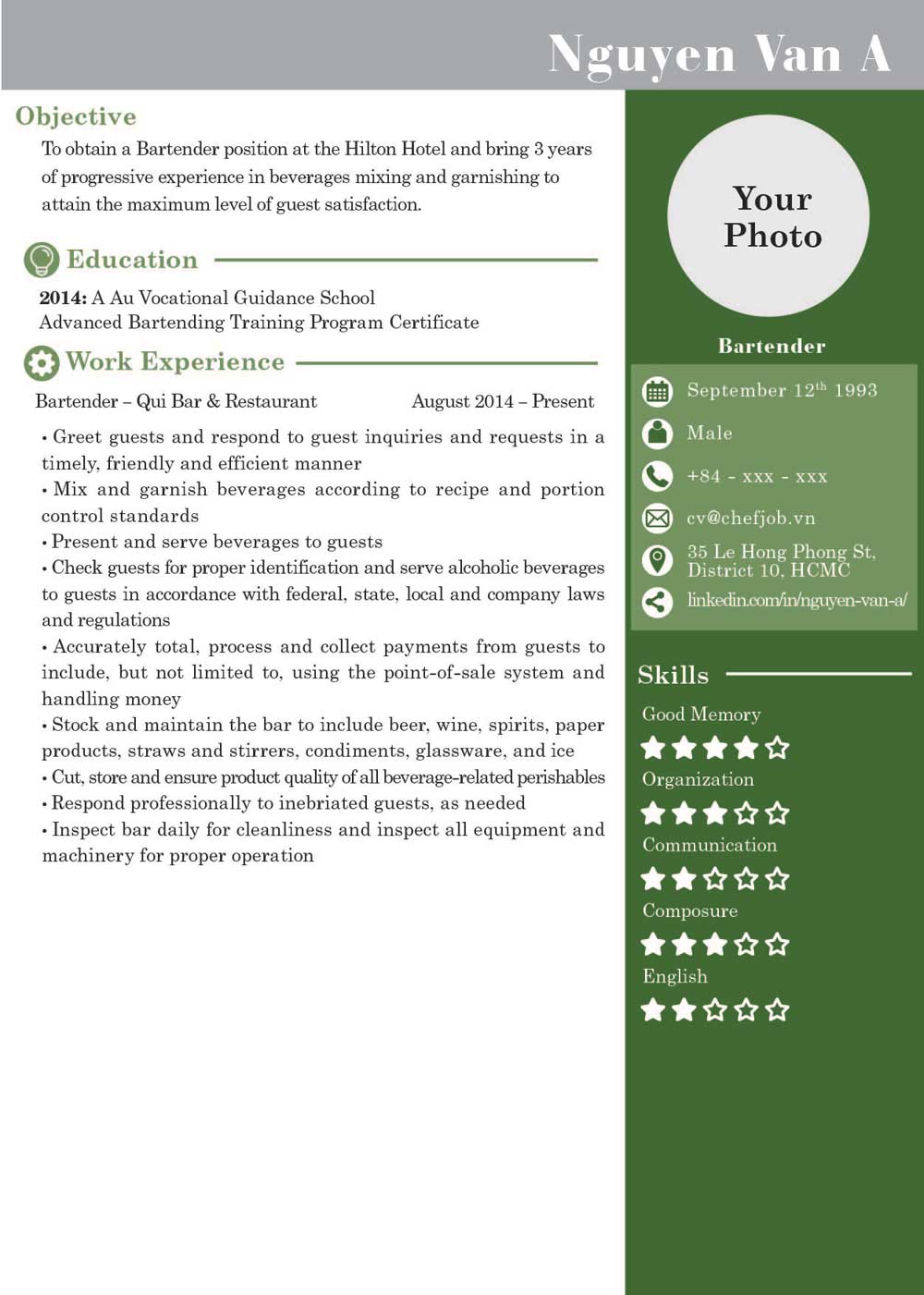 Giới thiệu bản thân bằng tiếng Anh trong CV