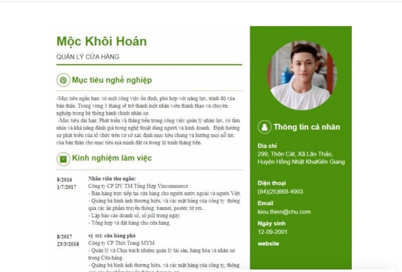 Mục tiêu nghề nghiệp vị trí quản lý cửa hàng