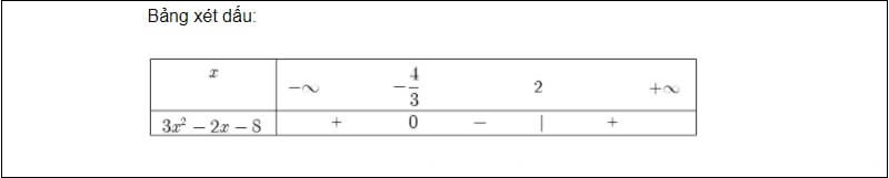 Ví dụ bài tập xét dấu tam thức bậc 2