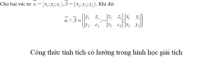 Về Công thức tính tích có hướng trong hình học giải tích ra sao?