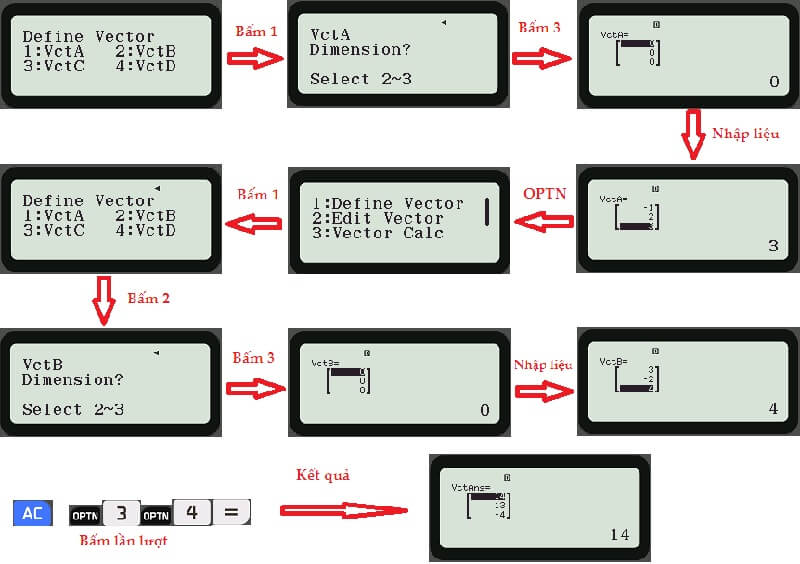 Hướng dẫn cách bấm máy tính tích có hướng 
