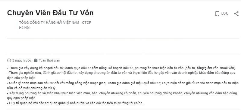 Mẫu tin cho ngành đầu tư tài chính