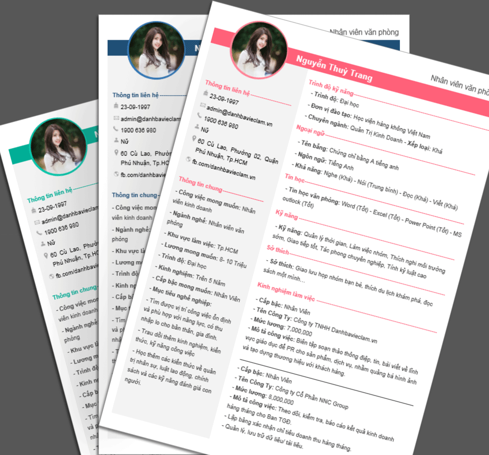 Nội dung cần có trong CV Tiếng Anh đẹp file word