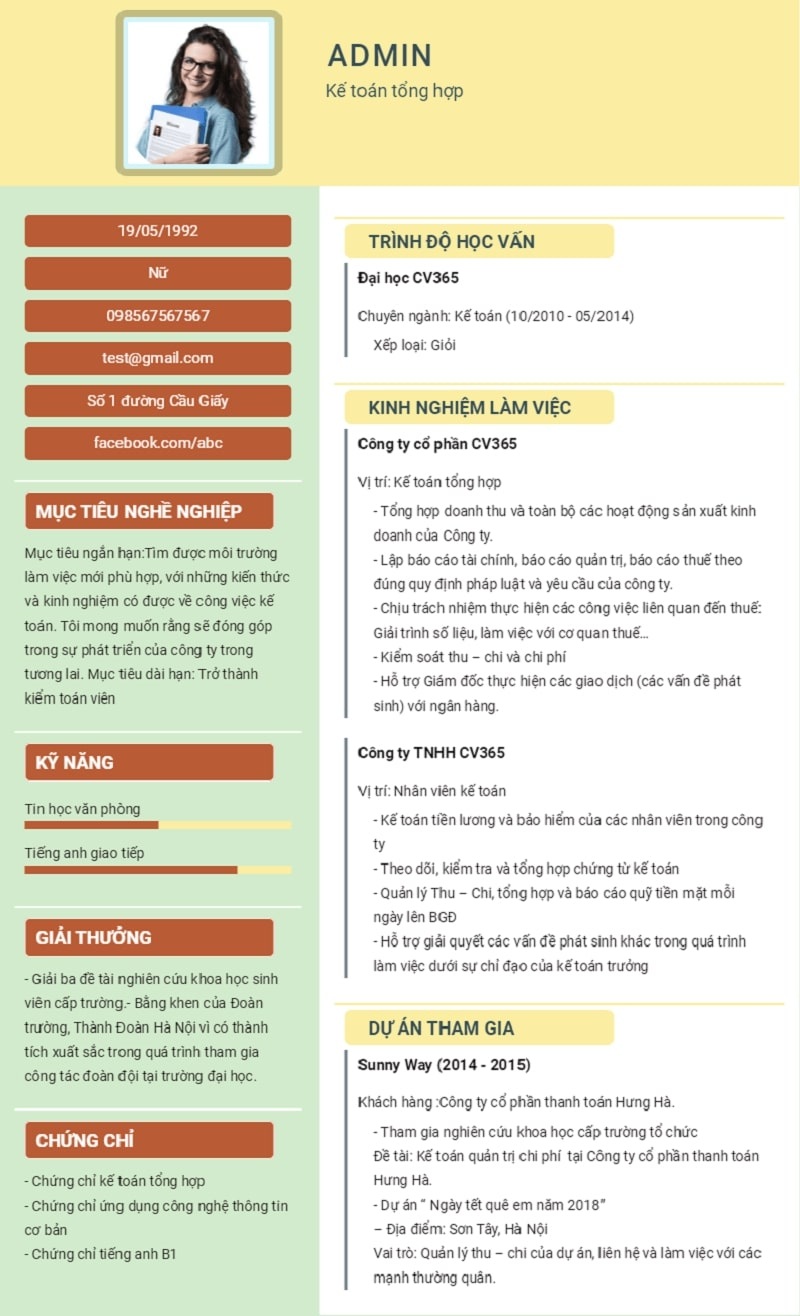 Vai trò của CV kế toán tổng hợp bằng tiếng Anh