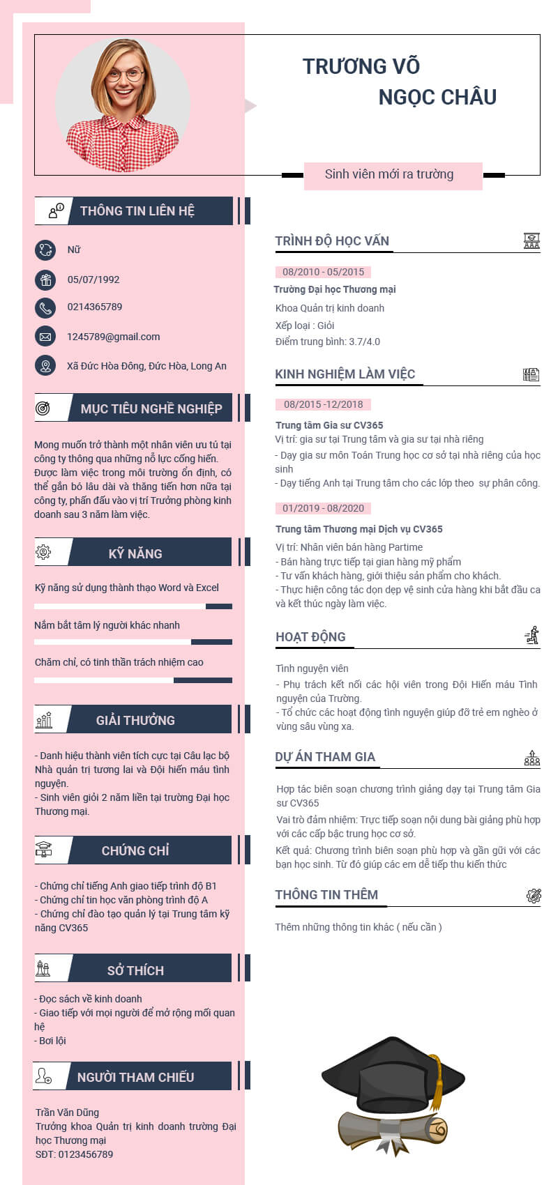 Cv có chứa phần thành tích và giải thưởng