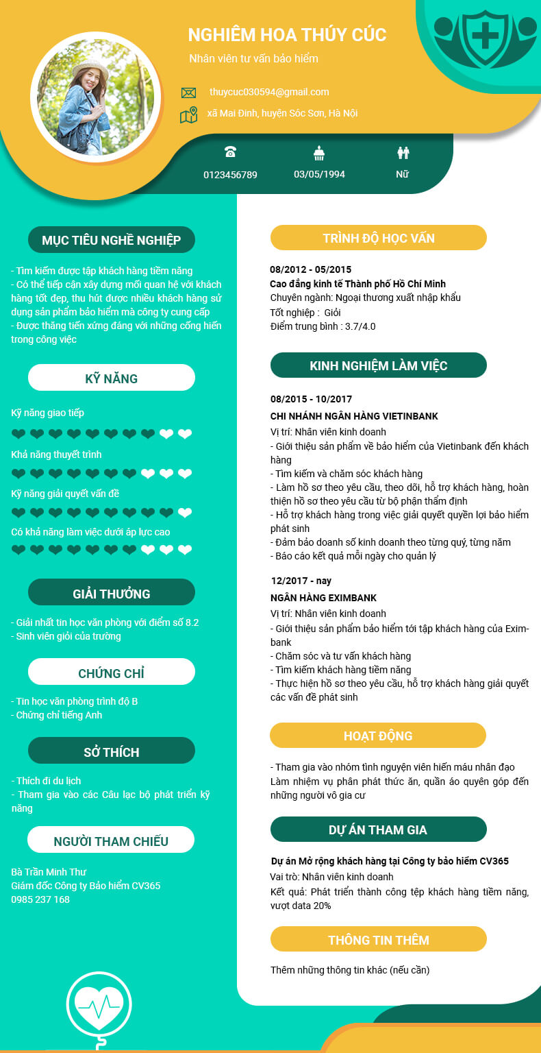 Viết thông tin liên hệ, trình độ và mục tiêu nghề nghiệp trong Cv