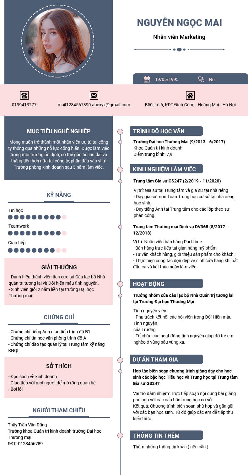 Chứng chỉ, kỹ năng, hoạt động tham gia và người tham chiếu viết như thế nào?