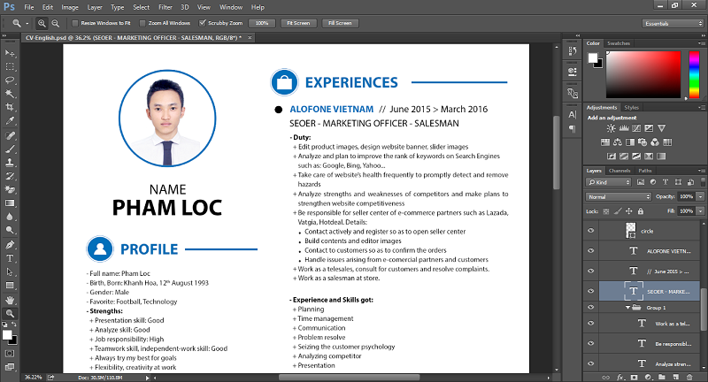  khám phá thiết kế CV bằng photoshop
