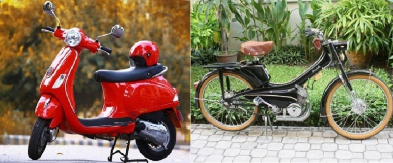 Có nhiều loại xe gắn máy được sử dụng tại Việt Nam