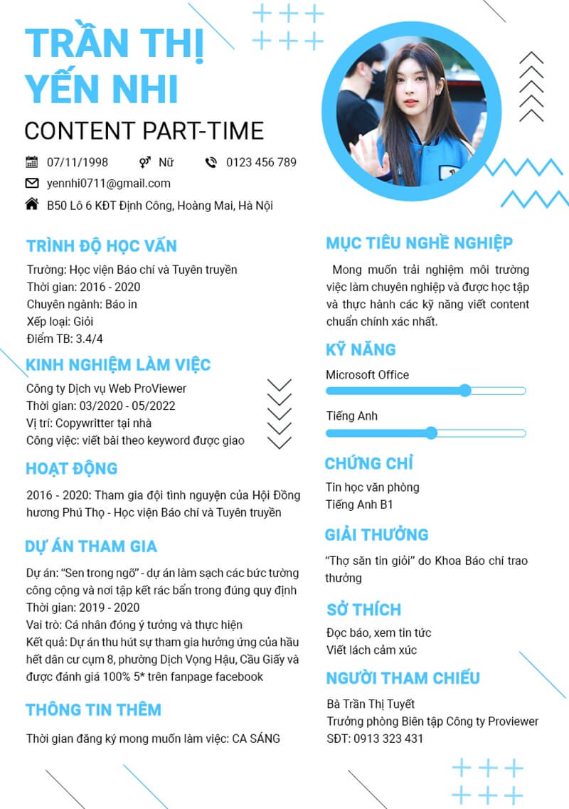 Đặc thù của một bản CV xin việc Part-time