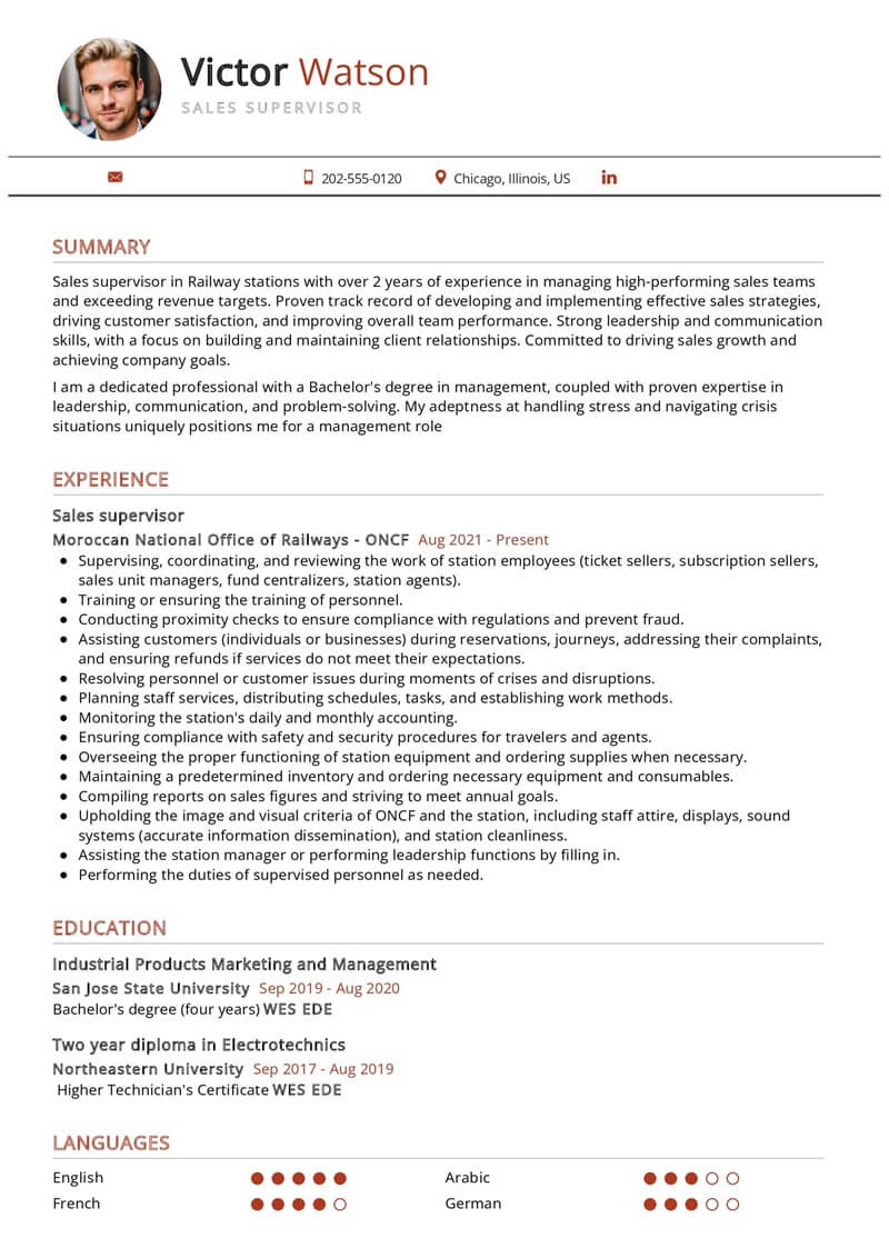 Mẫu CV xin việc giám sát bán hàng