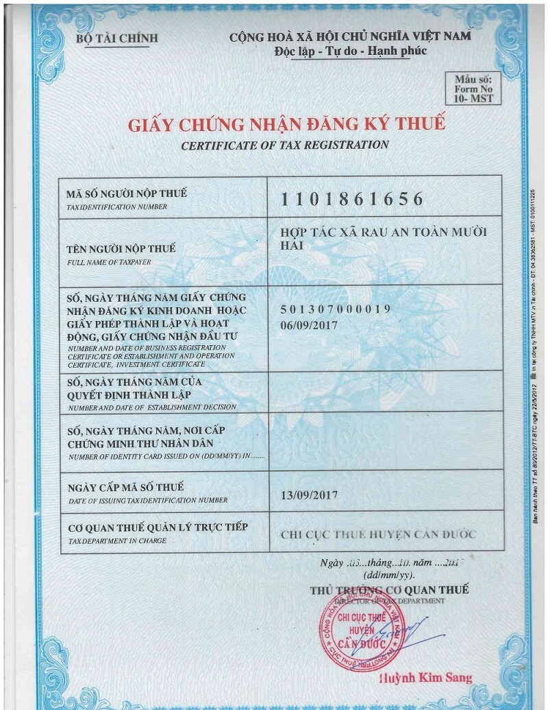Giấy chứng nhận đăng ký thuế là gì?