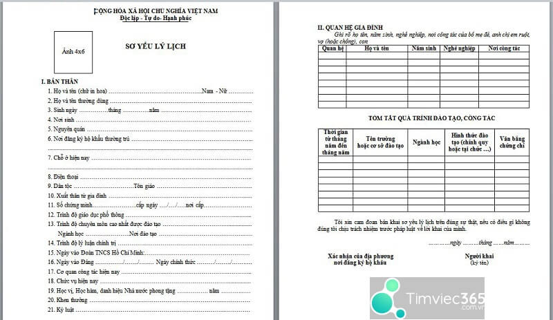 Hiểu nhanh về sơ yếu lý lịch viên chức