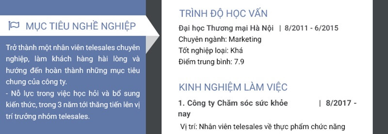 Phần trình độ học vấn trong CV xin việc Telesales