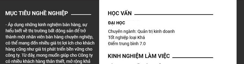 Trình độ học vấn trong CV xin việc bất động sản