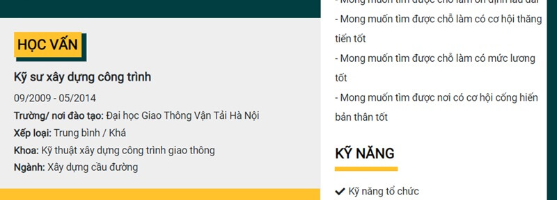 Học vấn và Bằng cấp - điểm mạnh về kiến thức chuyên ngành