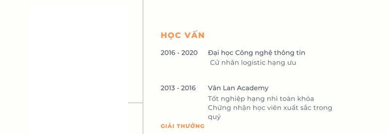 Phần học vấn trong CV xin việc xuất nhập khẩu