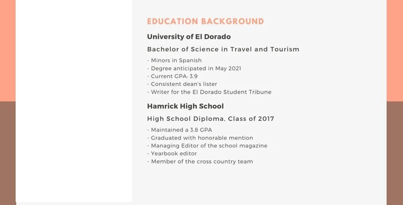 Phần học vấn, bằng cấp, chứng chỉ trong CV du lịch