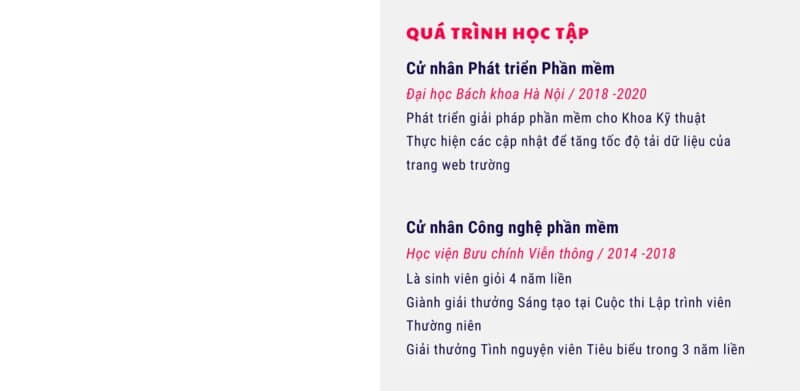 Phần trình độ học vấn trong CV xin việc bưu chính viễn thông