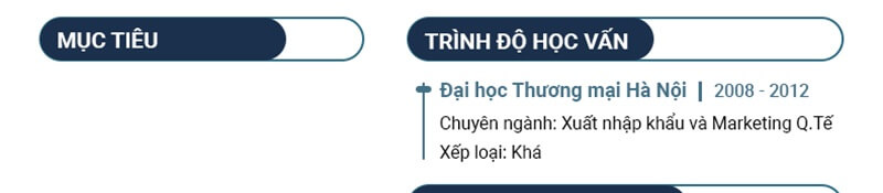Phần trình độ học vấn trong CV xin việc phát triển thị trường
