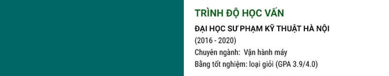Phần học vấn trong CV vận hành sản xuất
