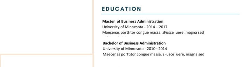 Phần trình độ học vấn trong mẫu CV quản trị kinh doanh