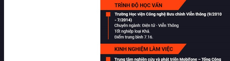 Phần trình độ học vấn trong CV xin việc điện tử viễn thông