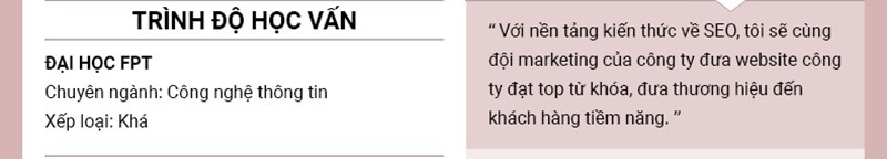 Phần trình độ học vấn trong CV xin việc SEO website