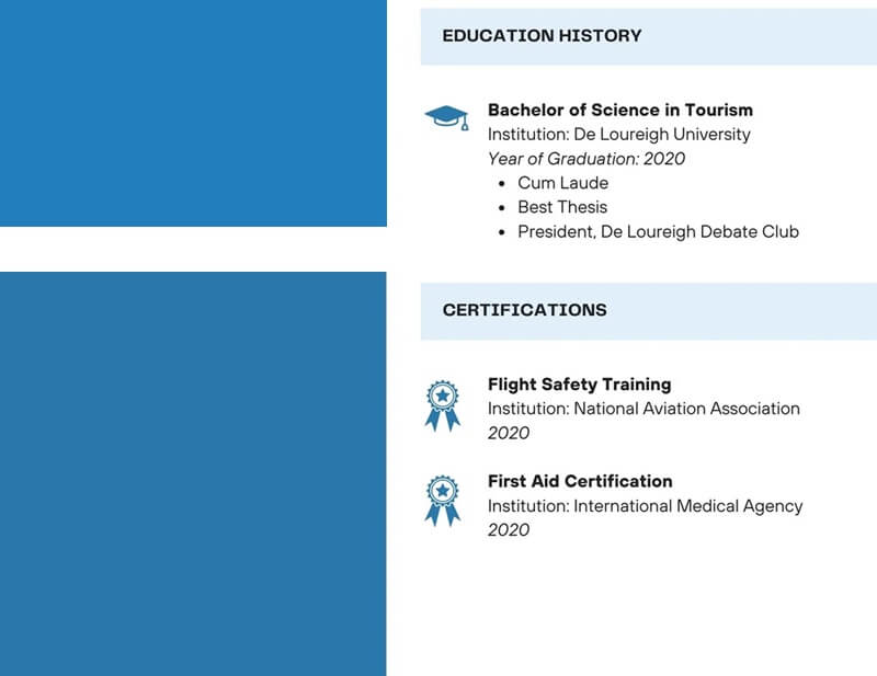 Phần trình độ học vấn trong CV xin việc ngành hàng không