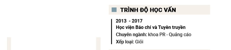 Phần trình độ học vấn trong mẫu CV Tổ chức sự kiện