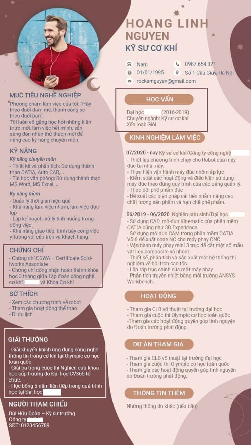 Mục trình độ học vấn trong CV xin việc bằng tiếng Việt