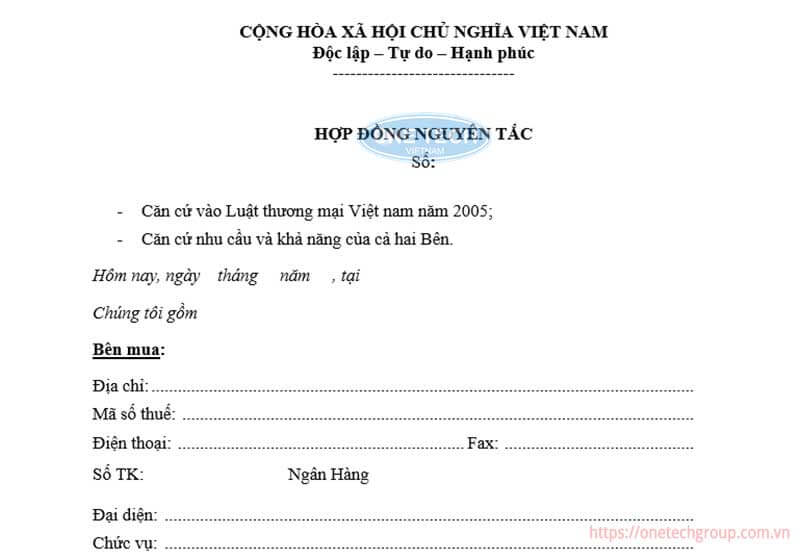 Các mẫu hợp đồng nguyên tắc 