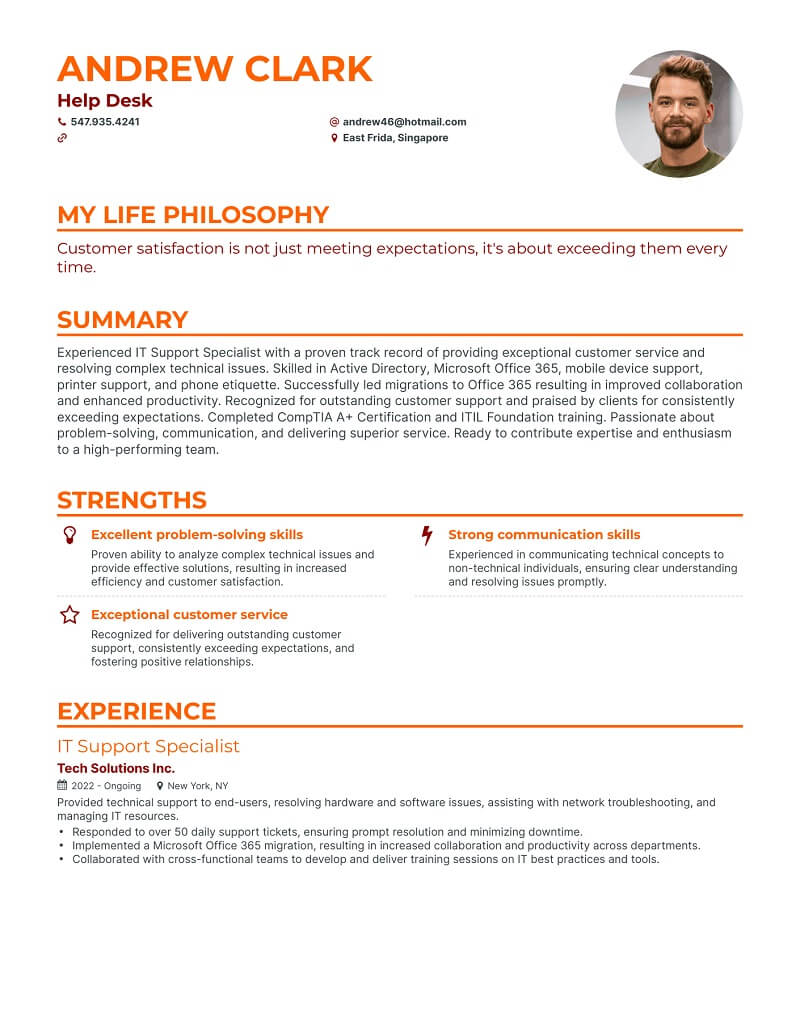 Mẫu CV xin việc dành cho IT helpdesk