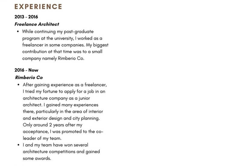 Cách viết phần kinh nghiệm làm việc trong CV Kiến trúc