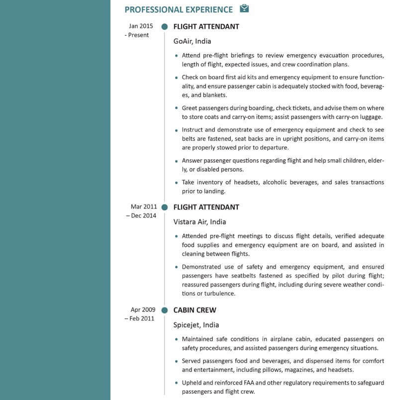 Phần kinh nghiệm làm việc trong CV xin việc ngành hàng không