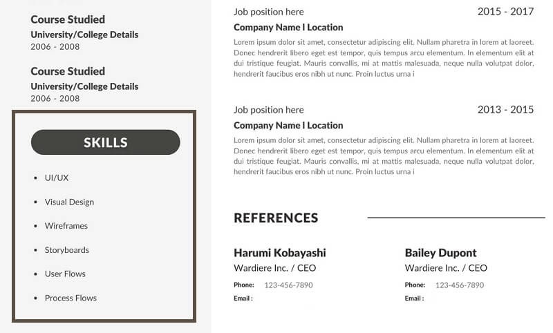 Phần kỹ năng trong CV xin việc tiếng anh