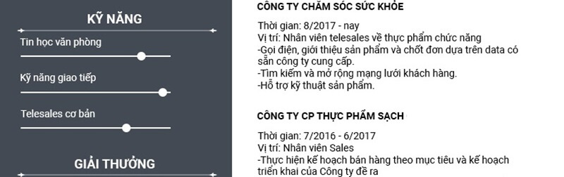 Phần kỹ năng trong CV xin việc Telesales