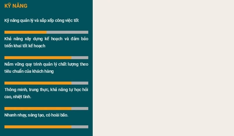 Phần kỹ năng trong CV khu chế xuất khu công nghiệp