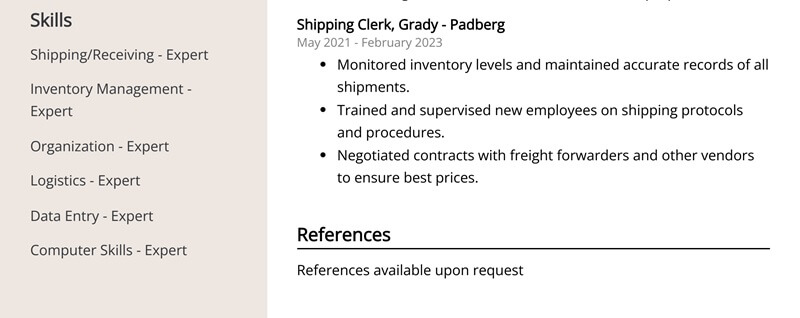 Phần kỹ năng trong CV xin việc vận chuyển giao nhận