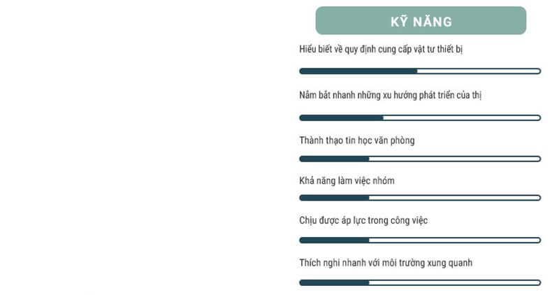 Phần kỹ năng trong CV xin việc thiết bị vật tư
