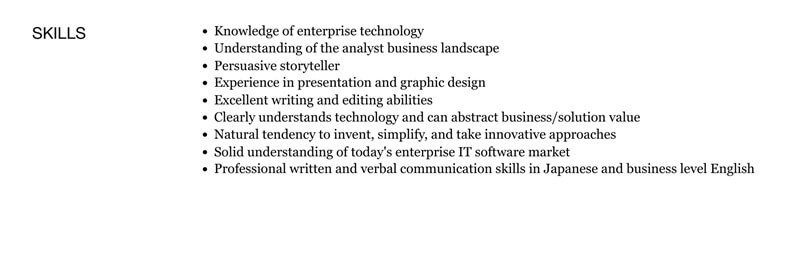 Phần kỹ năng trong CV xin việc quan hệ đối ngoại