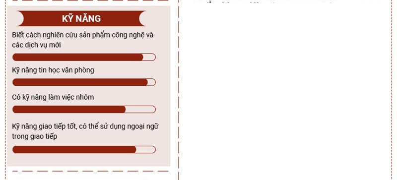 Phần kỹ năng trong CV xin việc ngành điện tử viễn thông