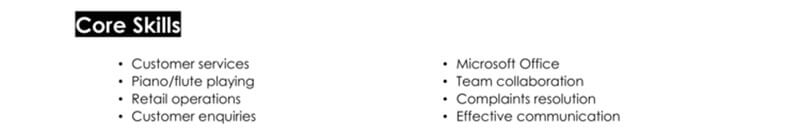 Phần kỹ năng trong CV xin việc Part-time