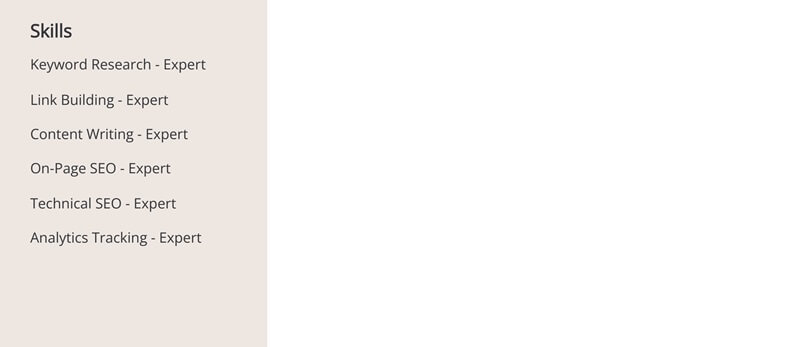 Phần kỹ năng trong CV xin việc SEO website