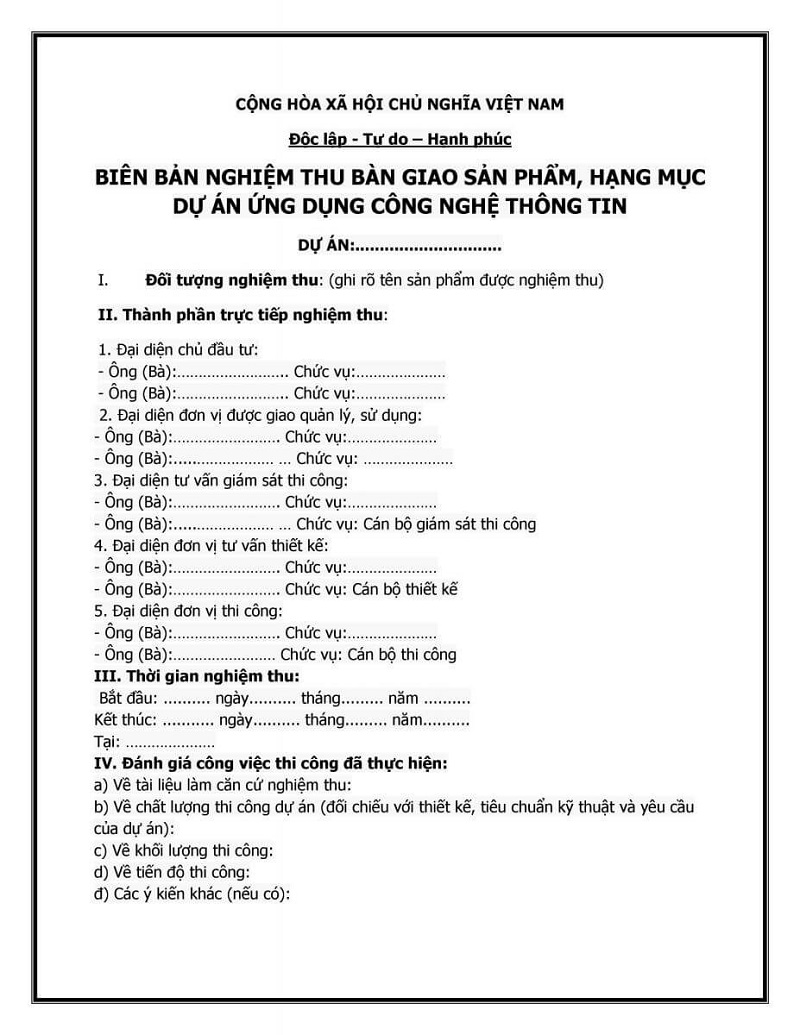 Lợi ích mẫu biên bản nghiệm thu