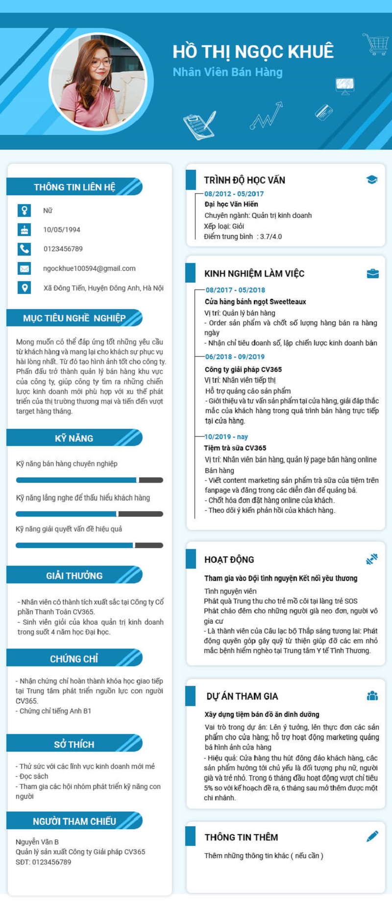 Hình thức của CV xin việc rạp chiếu phim