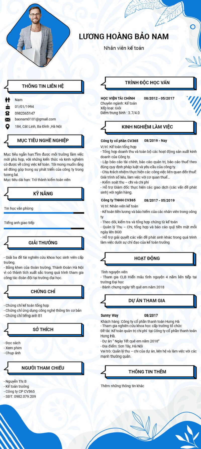 Mẫu CV xin việc kế toán Online